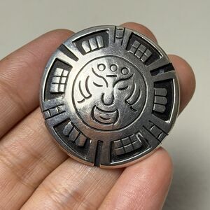 Vintage Mexico Taxco Aztec Tribal Brooch & Pendant